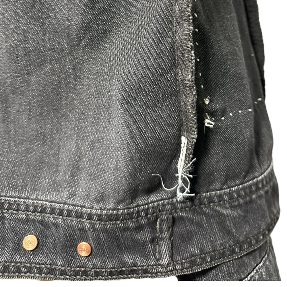 SOLD Punk rock custom denim patch pin black wash jacket self love rebel studs XL - Picture 13 of 13